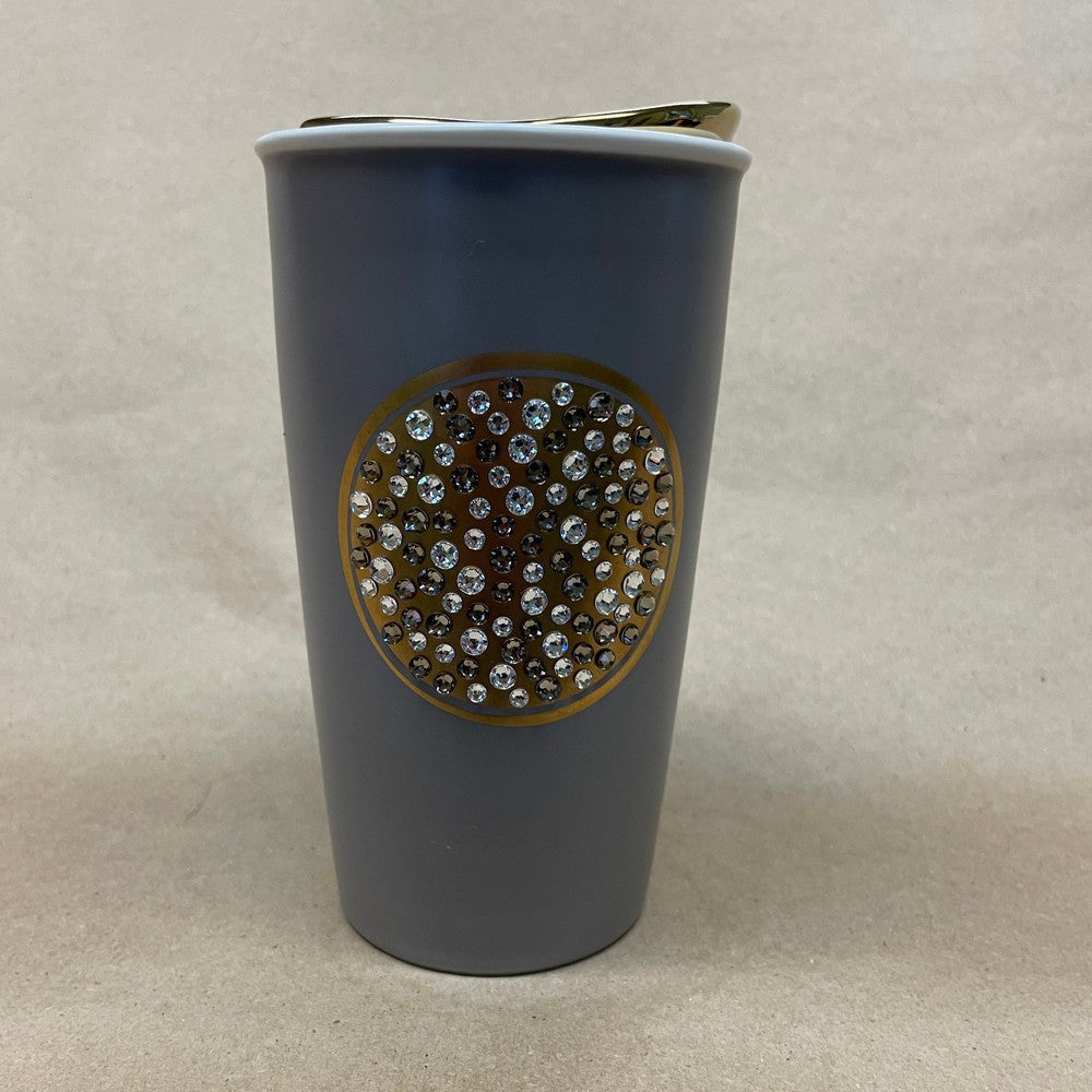 Starbucks Swarovski Anniversary Ceramic Gray & Gold Tumbler Mug-2015